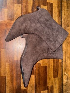 Dark Brown Suede Pointed Ankle Booties